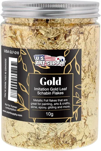 Miniatura 7 de U.S. Art Supply Schabin - Copos dorados de lámina metálica (paquete de 3), botellas de cobre de imitación de 0.45 oz (10 g), copos de hoja de metal