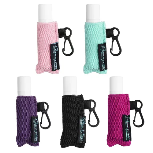Miniatura 9 de Beautyflier Lindo llavero elástico para bálsamo labial, funda para lápiz labial, soporte de manga para lápiz labial para Burts Bees Chapstick, Negro