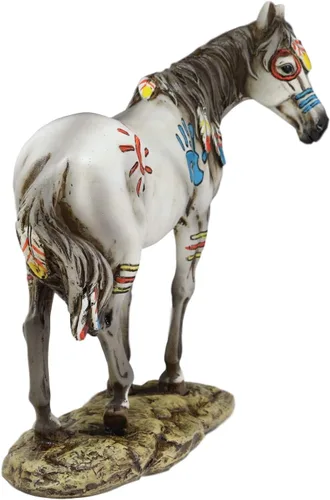 Miniatura 5 de Ebros Ebros Ecuestre Tribal Belleza Medicina Espíritu Caballo Hecho a Mano Estatua de 8 pulgadas de alto, símbolos indios nativos americanos, plumas