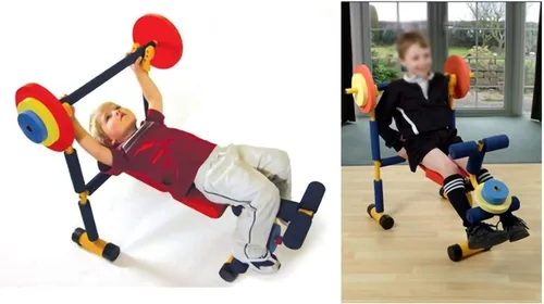 Miniatura 3 de Kids Fun And Fitness - Juego de mancuernas ajustables, juego de banco de pesas ajustable, adecuado para niños de 6 a 9 años en jardín de infantes