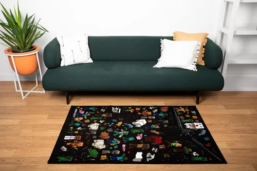 Miniatura 2 de Minecraft Mob - Alfombra de área estampada Tapete de interior, alfombras decorativas para sala de estar y dormitorio, decoración del hogar