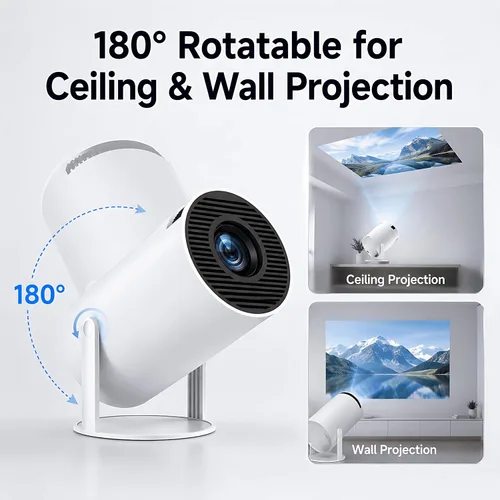 Miniatura 3 de Mini proyector HY300 Pro, proyector portátil Android 13 con WiFi y Bluetooth, compatible con video 4K, Keystone automático, rotación de 180°