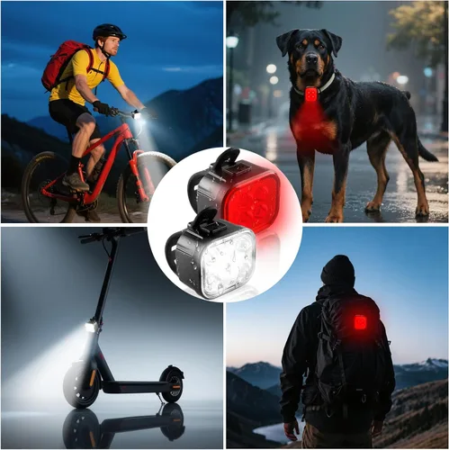 Miniatura 7 de KunHe Bike Lights for Night Riding USB Rechargeable Bike Lights Front and Rear 8+12 Modes Bike Light Set Bicycle Lights Headlight and Taillight Easy