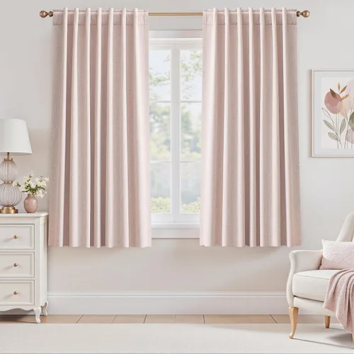Miniatura 41 de UHITECH - Cortinas opacas beige para sala de estar, cortinas cortas de 35 pulgadas para habitación, cortinas negras para ventanas pequeñas, paneles