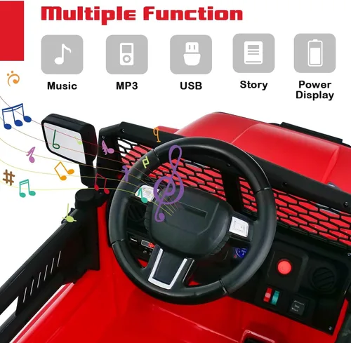 Miniatura 4 de OLAKIDS - Camioneta de paseo para niños, vehículo eléctrico de 12 V con control remoto, juguete a batería para niños pequeños con 2 velocidades