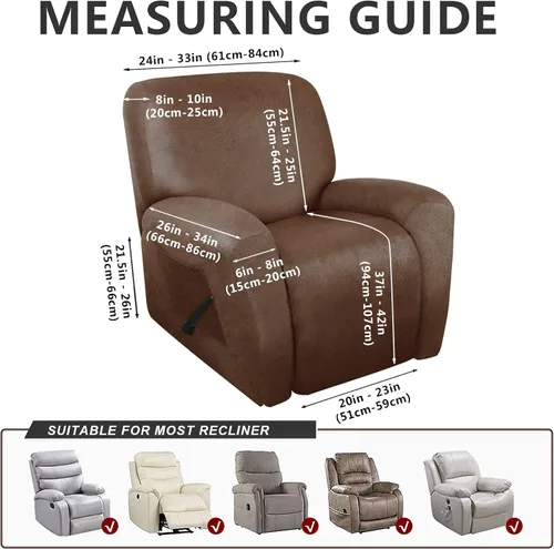 Miniatura 3 de ANARACHON Fundas para Sillas Reclinables Tipo Cuero, 4 Piezas Funda para Sillón Reclinable Lazy Boy, Protector de Muebles - Funda Suave Lavable