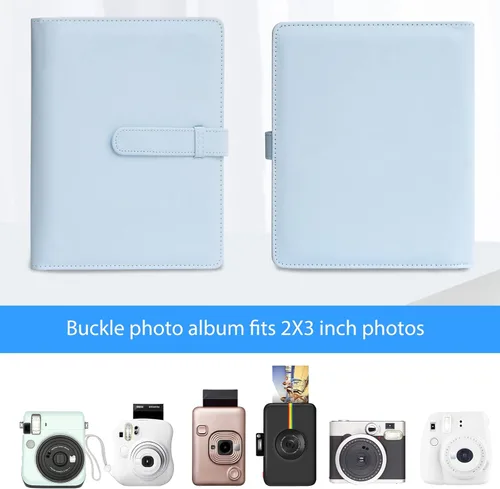 Miniatura 2 de Álbum de fotos mini de 128 bolsillos para cámara Fujifilm Instax Mini, Polaroid Snap, Z2300, cámaras instantáneas SocialMatic e impresora Azul