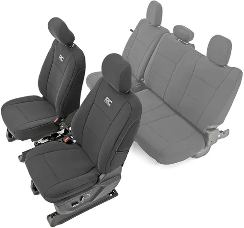 Miniatura 8 de Rough Country Fundas de asiento delantero y trasero de neopreno para Ford F-150, Lightning, F-250 y F-350 (2015-2026) Crew Cab con asiento delantero