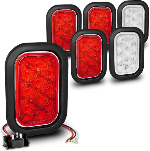Miniatura 11 de TRUE MODS Kit de 2 luces traseras LED rectangulares rojas de 5x3 3x5 pulgadas [DOT FMVSS 108] [SAE I6 P2 S2 (3) T] [Ojales/Tapones] [Sumergible] Rojo