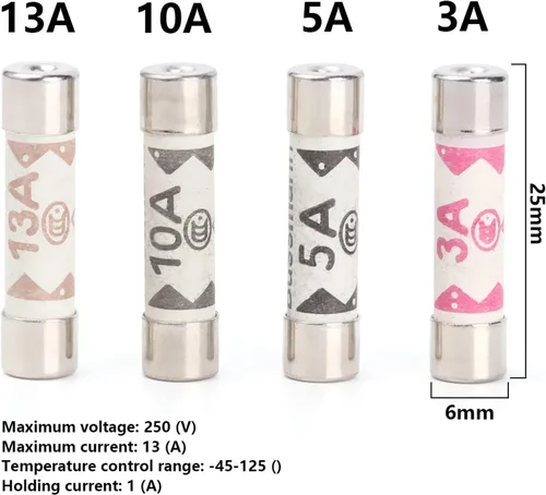 Miniatura 6 de Fusibles 10 unids/set de fusible de enchufe británico BS1362 3A 5A 10A 13A 6X25 Fusible de tubo de cerámica británico Casa Doméstica Hold Red Plug