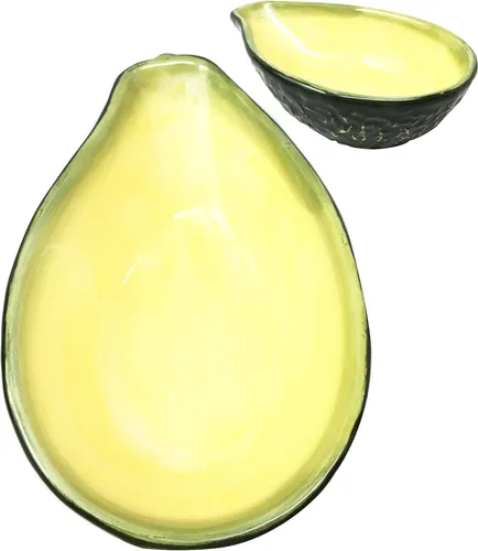 Miniatura 6 de Ebros - Cuenco pequeño de aguacate con media división, 7 pulgadas de largo para salsa, aperitivos, decoración del hogar, decoración de comida