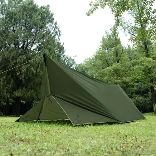 Miniatura 8 de FREE SOLDIER Lona impermeable portátil multifuncional para exteriores, camping, viajes; toldo de mochilero, refugio contra la lluvia Verde oscuro