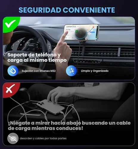 Miniatura 8 de Cargador de Soporte para Coche Mag-Safe 15W Cargador Inalámbrico Magnético para Coche para Accesorios de iPhone 17 Soporte Magnético para Teléfono