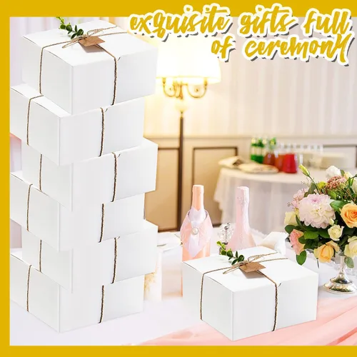 Miniatura 6 de Crtiin Juego de 8 cajas de regalo de 8 x 8 x 4 pulgadas, papel blanco, propuesta de dama de honor, propuesta de regalo con tapas para regalos
