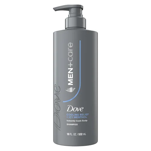 Dove Men+Care Champú de 1 unidad de alivio refrescante para enfría instantáneamente el cuero cabelludo, con mentol helado, 18 onzas líquidas