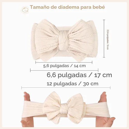 Miniatura 9 de CÉLLOT 6 piezas de diademas con moño para bebé, diademas de nylon, accesorios para el pelo con moño para bebé niña, esenciales para recién nacidos