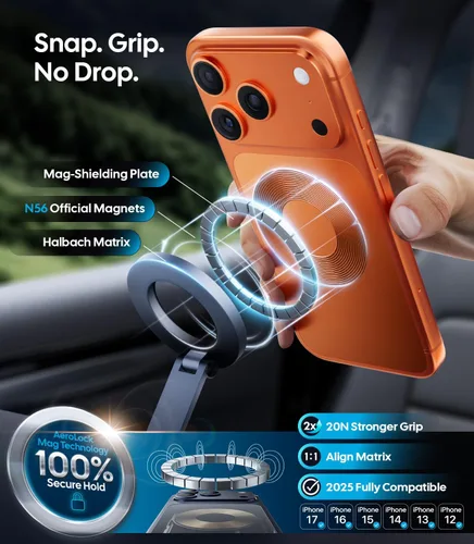 Miniatura 3 de Wigoo Magsafe - Soporte magnético de vacío para teléfono para automóvil [succión de 80 libras y 3000 gf magnético] Soporte de teléfono ajustable