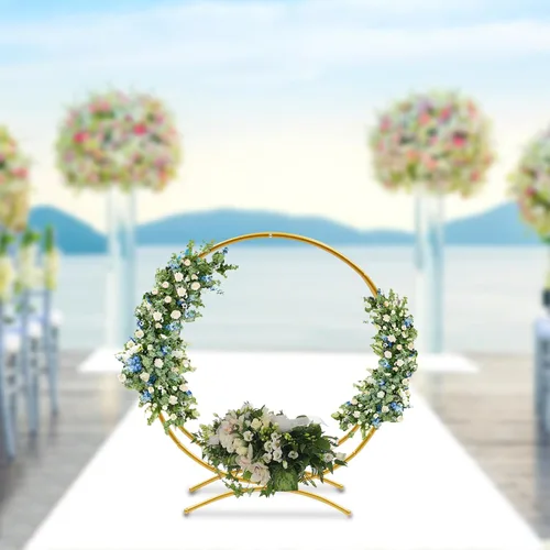 Miniatura 7 de Soporte redondo para telón de fondo, 2.8 pies de alto x 2.6 pies de ancho, marco de arco de globos, soporte de arco de boda para fiesta