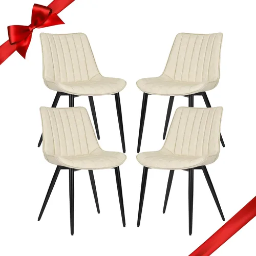 Miniatura 13 de Juego de 2 sillas de comedor voladizas, sillas de comedor modernas de mediados de siglo con patas de metal negro, sillas de cocina tapizadas