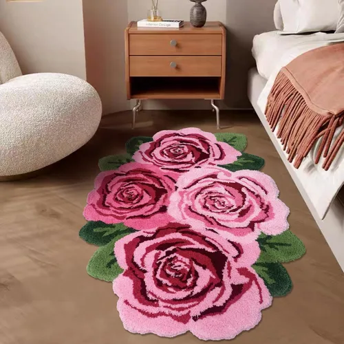Miniatura 39 de USTIDE Alfombra de girasol esponjosa, alfombra suave y lanuda de flores, hecha a mano, alfombras modernas, lavables, para sala de estar, lavandería