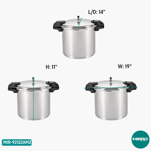 Miniatura 9 de MIRRO Enlatadora a presión de aluminio de 22qt con 3 reguladores y estantes de cocción dobles, 5/10/15 PSI