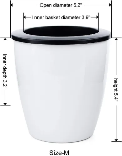 Miniatura 4 de Macetero de riego automático de 5.2" en color blanco, maceta de flores, juego de 3 macetas medianas, maceta mini, para todas las plantas, hierbas