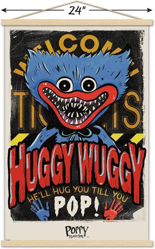 Miniatura 3 de Trends International Poppy Playtime - Póster de pared Huggy Wuggy, 22.37 x 34.00 pulgadas, paquete de impresión prémium y colgador de madera de haya