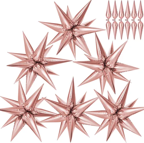 Miniatura 33 de 72 unidades de globos de estrella, grandes globos de cono de estrella metálicos de 26 pulgadas, globos de papel de aluminio de explosión colorida