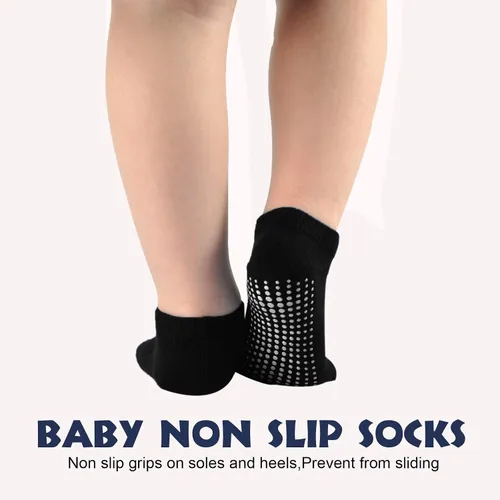 Miniatura 3 de EPEIUS Calcetines de bebé de corte bajo antideslizantes para recién nacidos, niños y niñas, calcetines tobilleros con empuñaduras, 12 pares