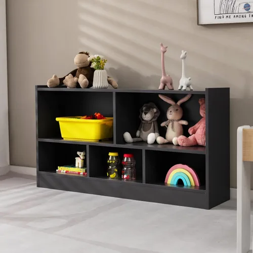 Miniatura 4 de HONEY JOY Organizador de almacenamiento de juguetes para niños, estante de almacenamiento de 5 secciones para preescolar, organizador de estante