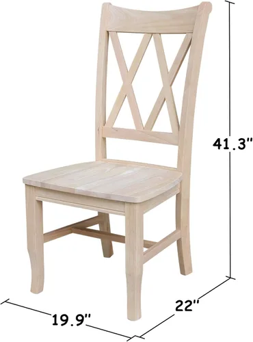 Miniatura 3 de IC International Concepts, Juego de 2 sillas de comedor dobles con respaldo en X, sin brazos, madera real, cocina/comedor/acento, 19.7 in de ancho x