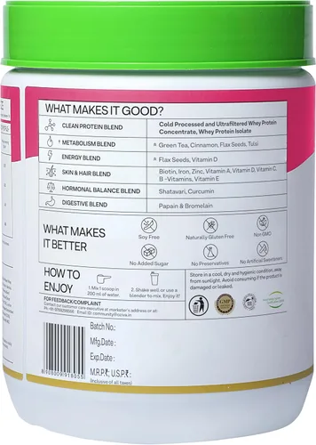 Miniatura 8 de OZiva Proteínas y hierbas, mujeres con multivitaminas, curcumina, shatavari, tulsi para mejorar el metabolismo, equilibrio hormonal y la piel, salud