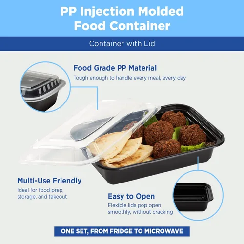 Miniatura 6 de Karat Contenedores de preparación de comidas [30 oz - 150 unidades] 2 compartimentos, contenedores reutilizables y desechables para llevar con tapas