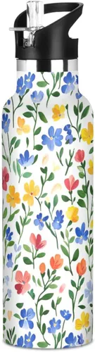 Miniatura 18 de Autumn Flowers Carnation Cactus Amaryllis Brown Leak Proof & BPA Free Sport Insulated Water Bottle With Straws Leak-proof Double-Wall Insulation for