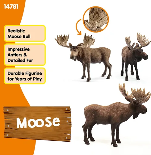 Miniatura 3 de Schleich Wild Life - Figura de alce de toro – Figura de juguete de animales salvajes, duradera para educación y juego imaginativo para niños