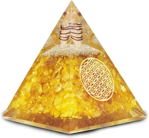 Miniatura 15 de Pirámide de orgonita de aguamarina, pirámide de cristal curativo, pirámide de piedras preciosas de cristal para meditación, motivación, positividad