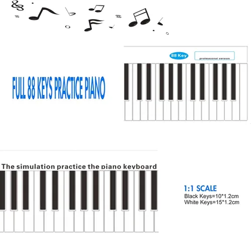 Miniatura 3 de Teclado de 88 teclas, tabla de notas de piano, teclado de piano, guía de práctica de simulación de dedos, guía de práctica de ayuda