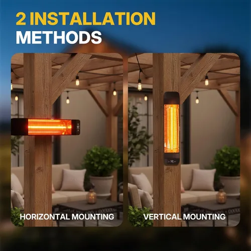 Miniatura 7 de Calentador eléctrico para exteriores de 1500 W, calentador de patio para uso en exteriores, calefacción silenciosa y específica, control inteligente
