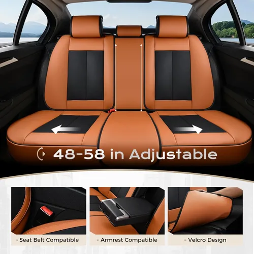 Miniatura 3 de Coverado Juego completo de fundas de asiento de automóvil, fundas de asiento negras para asientos delanteros y traseros de automóvil, protector
