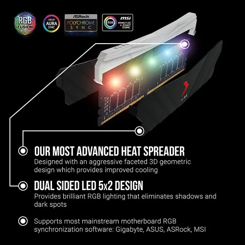 Miniatura 3 de PNY XLR8 Gaming 16 GB (2 x 8 GB) DDR4 DRAM 3600 MHz (PC4-28800) CL18 1.35V RGB de doble canal Memoria de escritorio (DIMM) – MD16GK2D4360018XRGB