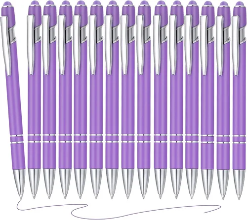 Miniatura 12 de Aozora Paquete de 18 Bolígrafos de Punta de Bola de Escritura Suave 2 en 1 Stylus Bolígrafo Retráctil de Punta de Bola con Punta Stylus Decoración