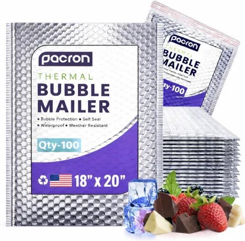 Miniatura 12 de Paquete de 100 sobres térmicos aislados de burbujas plateadas de 6.5 x 11 pulgadas, sobres acolchados autosellantes de papel metálico impermeables