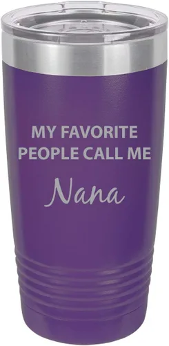 Miniatura 3 de My Favorite People Call Me Nana - Vaso aislado de acero inoxidable con grabado, 20 onzas, taza para café de viaje, color verde azulado