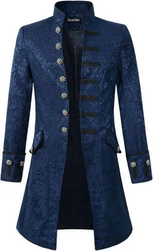 Miniatura 11 de Chamarra de hábito de estilo victoriano, steampunk y gótico de terciopelo para hombre