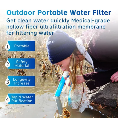 Miniatura 4 de Filtro de agua con popote, purificador de agua portátil, sistema de filtración de agua por gravedad, sistema de purificación de agua con popote