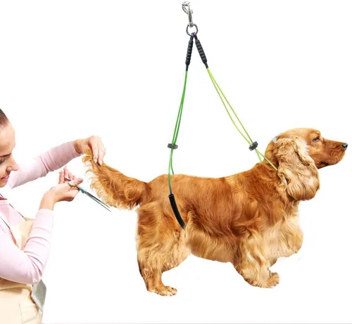 Miniatura 5 de Oumefar Correa ajustable de aseo para mascotas sin sentar Haunch Holder Restricción Lavado Gargantilla Perros Gatos Aseo Mesa Brazo (Amarillo+Verde)