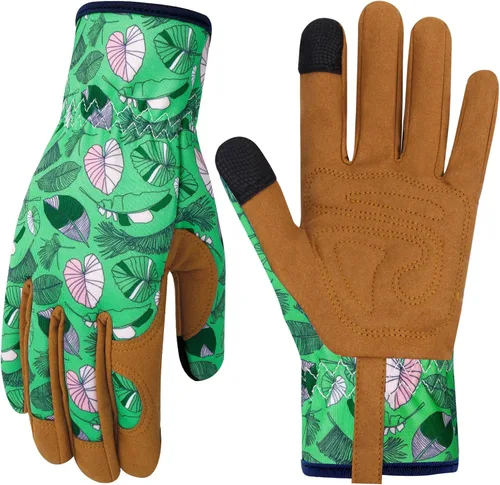 Miniatura 8 de Guantes de Jardinería de Cuero MERTURN para Mujeres, Guantes de Jardín a Prueba de Espinas, Guantes de Trabajo Compatibles con Pantalla Táctil, Azul