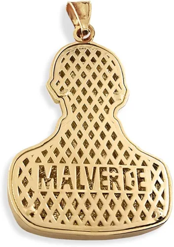 Miniatura 2 de Colgante de oro amarillo macizo de 10k Jesús Malverde Sinaloa Narco Saint, Oro amarillo