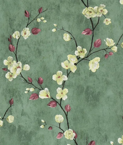 Safiyya Papel tapiz floral verde de 118 x 17.7 pulgadas, papel de contacto vintage, extraíble, autoadhesivo, para dormitorio, rollo de vinilo