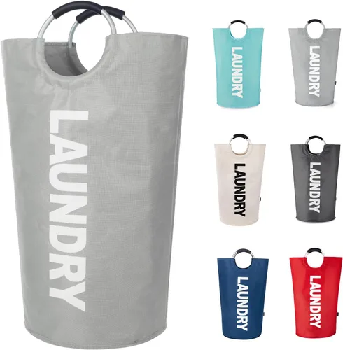 Miniatura 22 de Twira Cesta de lavandería grande de 90 litros, cesta de lavandería que se mantiene bien, bolsa de lavandería con asas acolchadas, contenedor de ropa